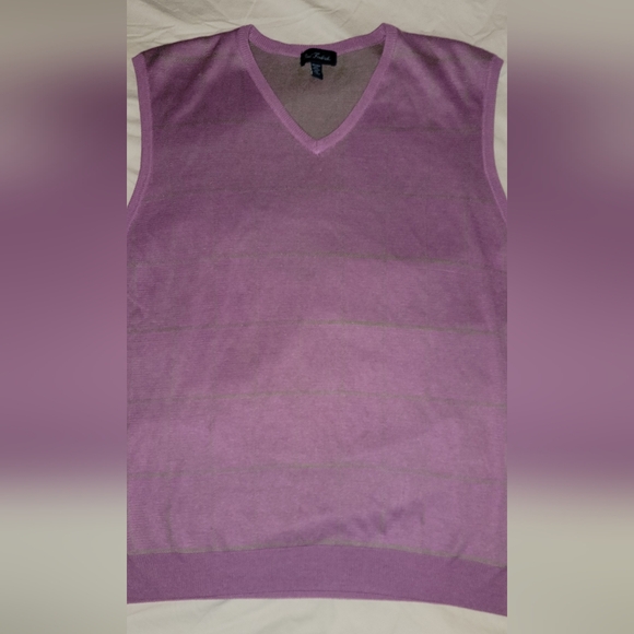 Paul Fredrick Lavender V-Neck Sweater Vest - Picture 3 of 10
